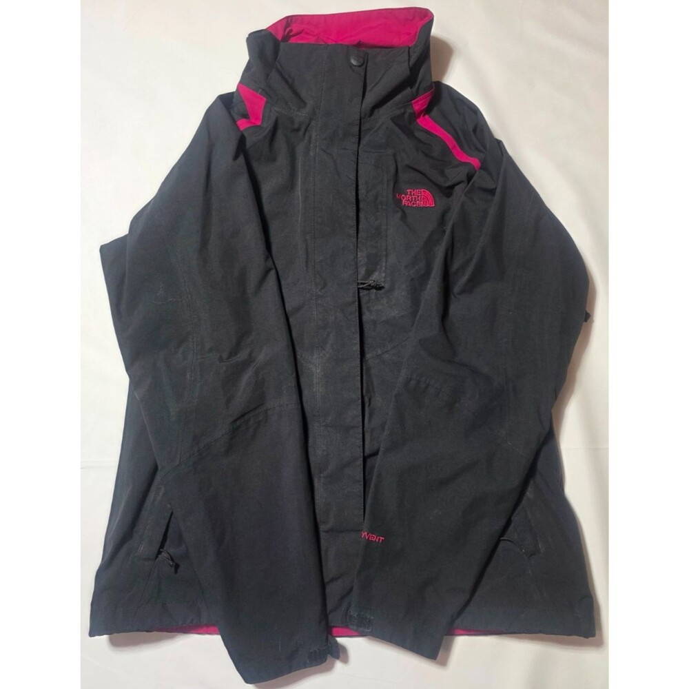 The North Face Womens M Black Pink HyVent Waterproof Hooded Rain Jacket Coat